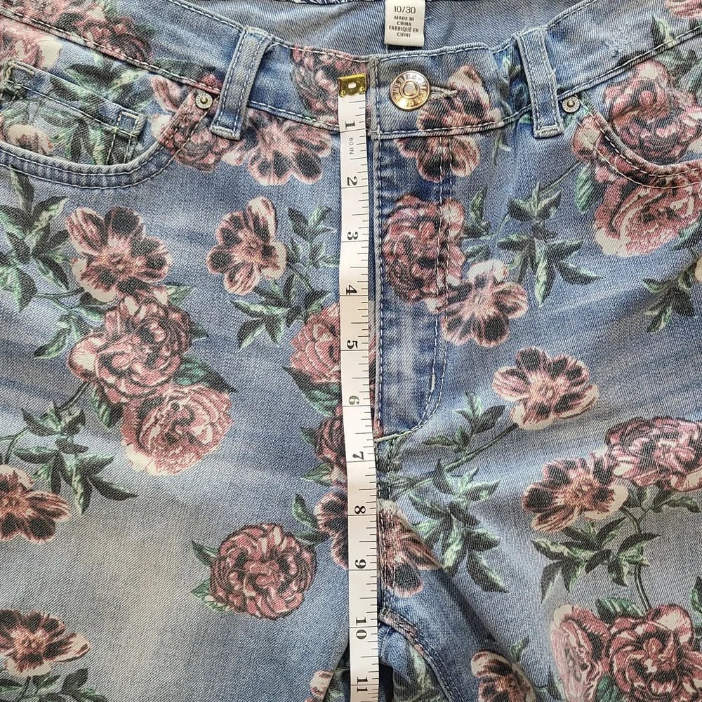 Vintage America Floral Skinny Jeans Rose Print Denim Women 10 Cottagecore Spring - Picture 9 of 11